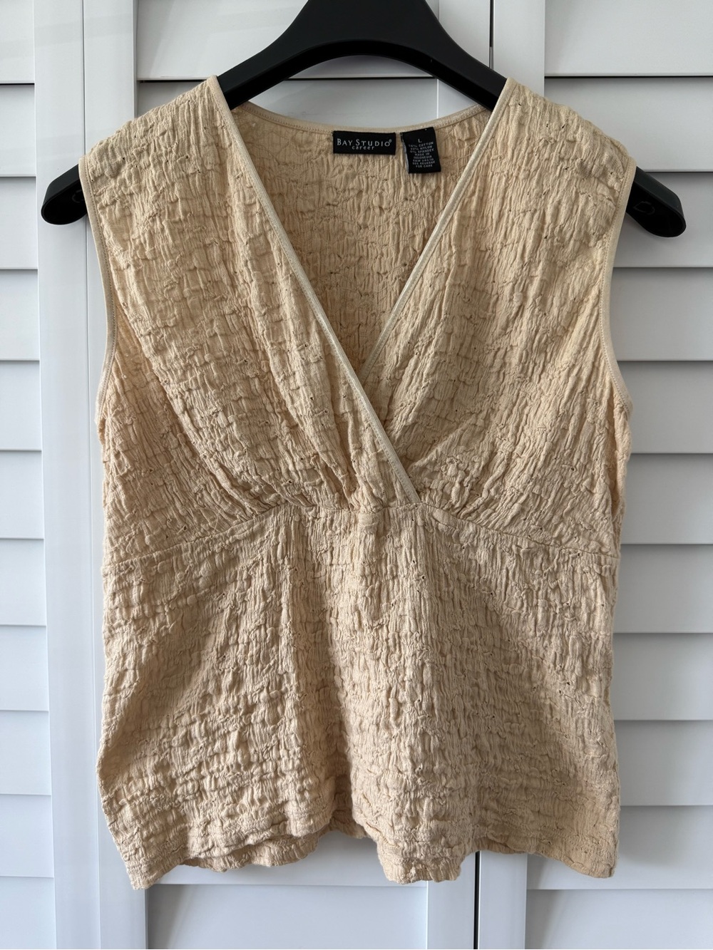 VTG Y2K Bay Studio Crinkle Popcorn Wrap Top L